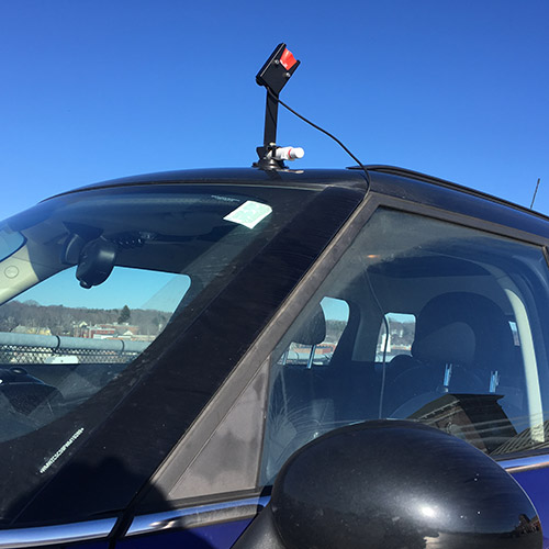 Example of car mounted Echo Meter Touch 2 ultrasonic module to record mobile transects