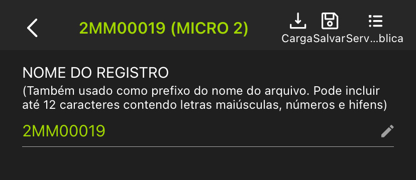 Captura de tela da parte superior do Editor de Configurações de Pareamento, descrita abaixo.