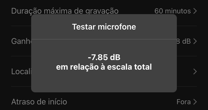 Por exemplo, "-20,56 dB em relação à escala completa".