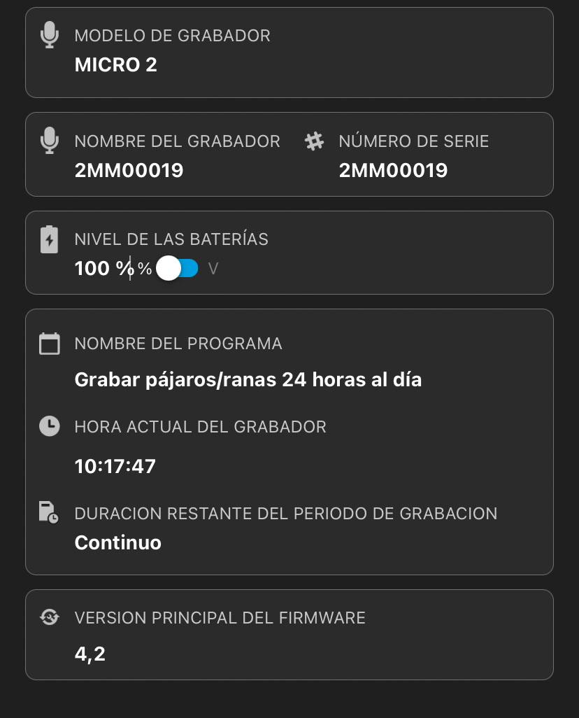 Los siguientes campos de información se enumeran debajo del panel de información de almacenamiento.