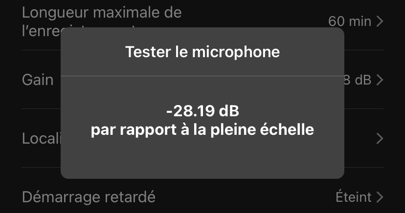 Par exemple, « -20,56 dB par rapport à la pleine échelle. »