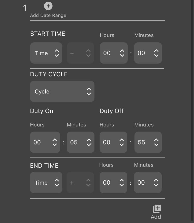Screenshot of an example schedule in the Configuration Editor, reproduced in the text below.