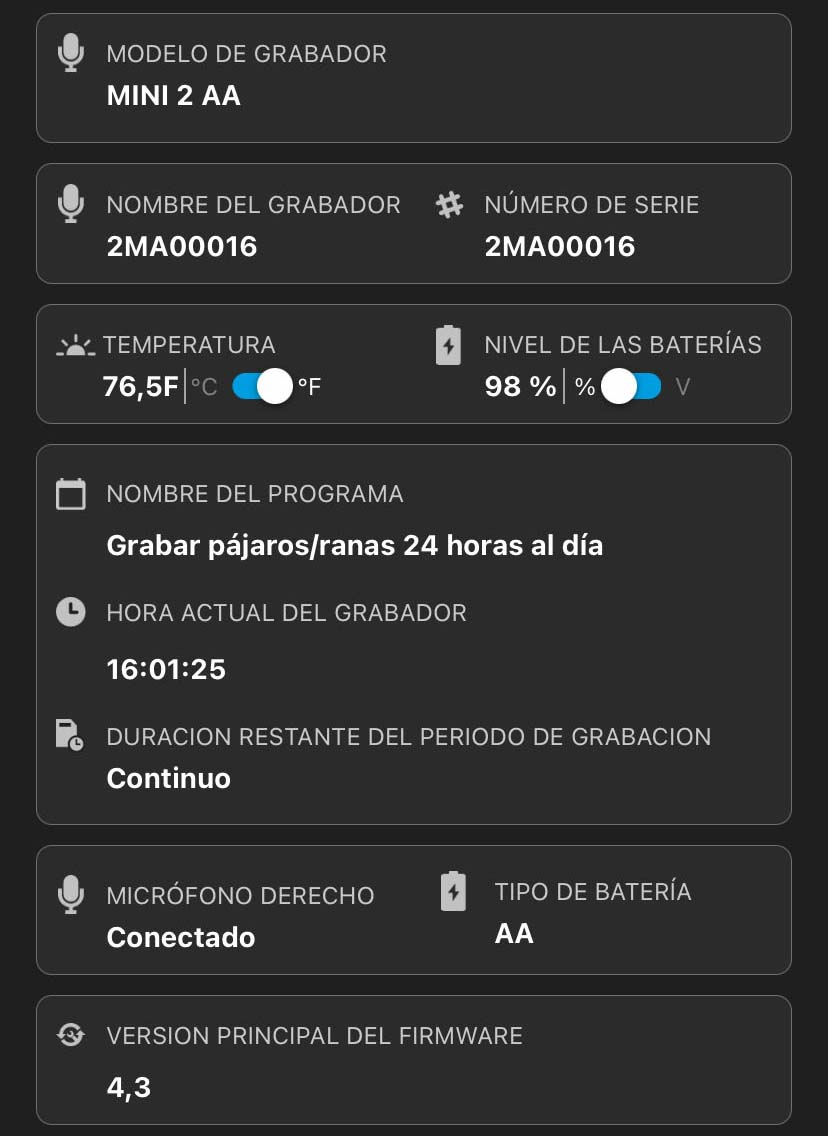 Los siguientes campos de información se enumeran debajo del panel de información de almacenamiento.