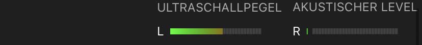 Ultraschallpegel und Akustikpegel werden durch zwei Pegelanzeigen dargestellt.