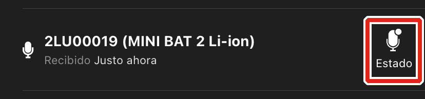 Captura de pantalla del icono de estado.