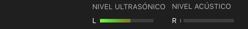 El nivel ultrasónico y el nivel acústico se indican mediante dos medidores de nivel visuales.