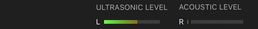 Ultrasonic Level and Acoustic Level are indicated by two visual level meters.