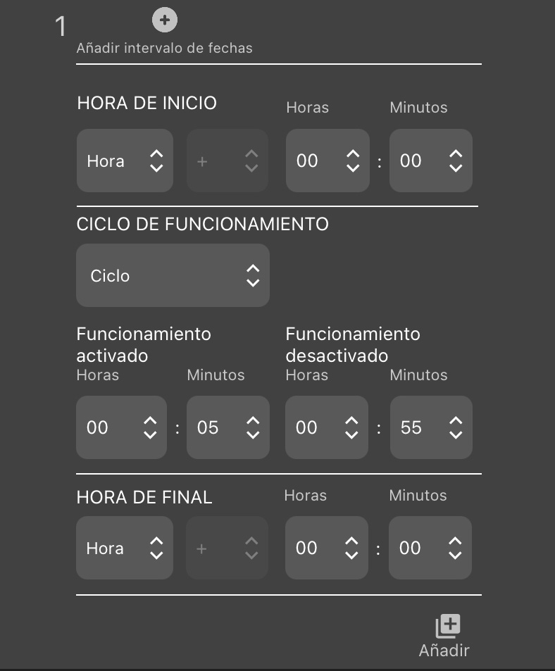 Captura de pantalla de un ejemplo de programa en Configuration Editor (Editor de configuración), que se reproduce en el texto siguiente.