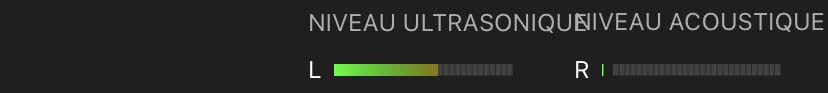 Le niveau ultrasonique et le niveau acoustique sont indiqués par deux indicateurs de niveau visuels.