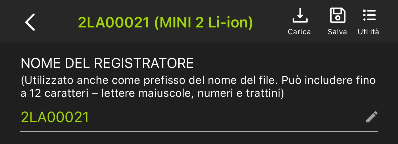 Screenshot della parte superiore dell'Editor di configurazione associato, descritta di seguito.