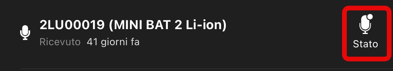 Screenshot dell'icona di Stato.